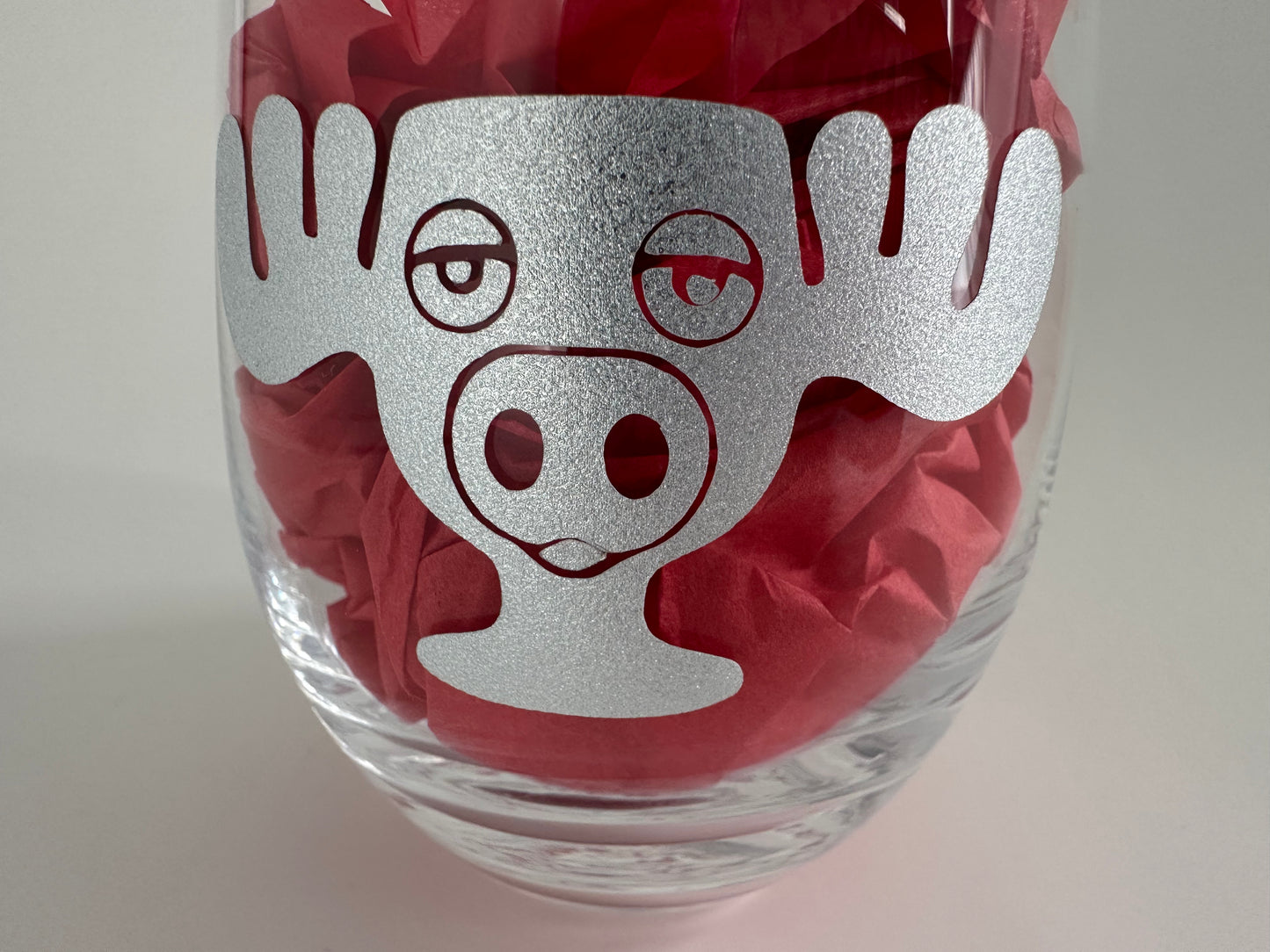 Christmas Moose Stemless Wine Glass