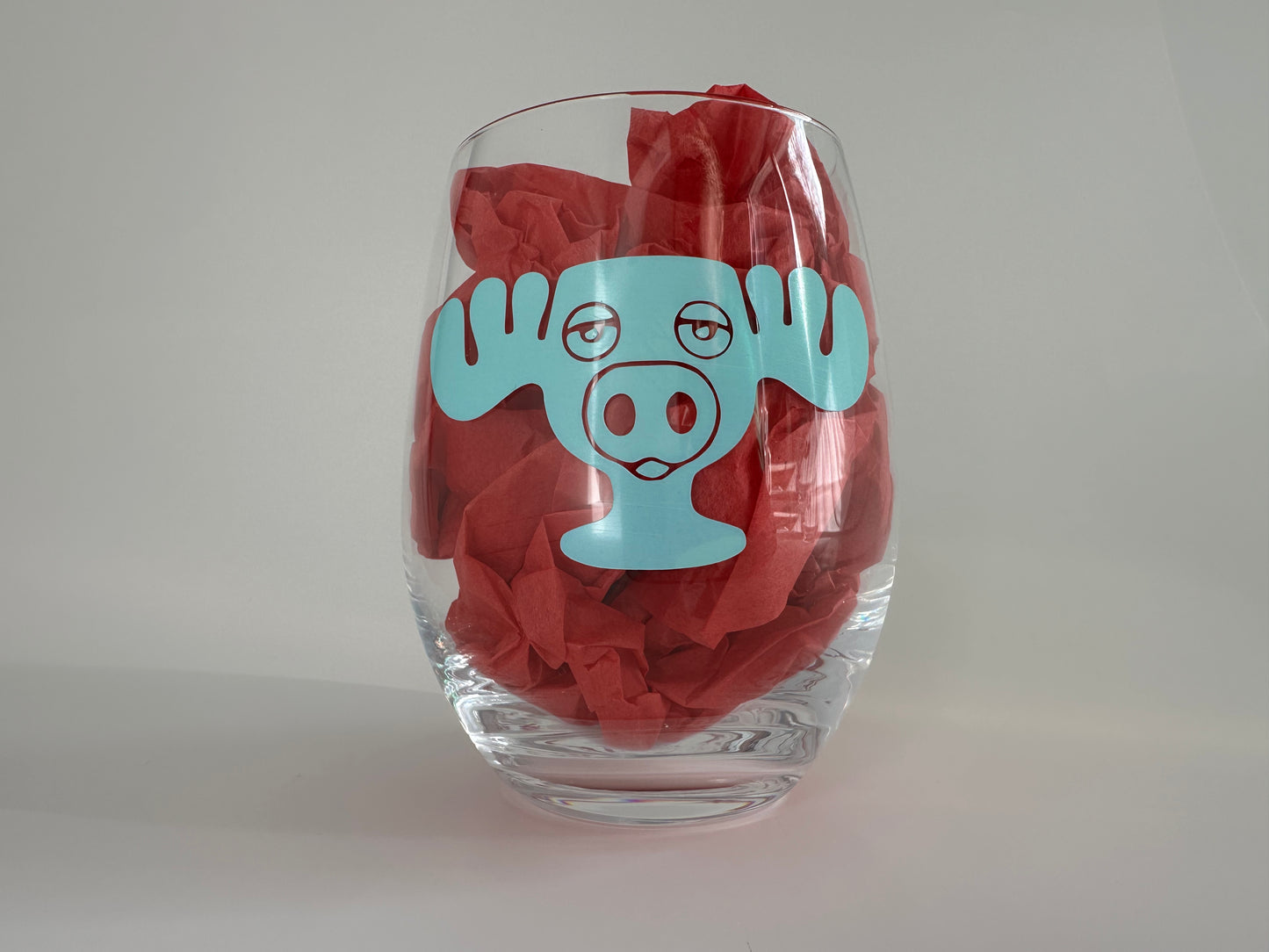 Christmas Moose Stemless Wine Glass