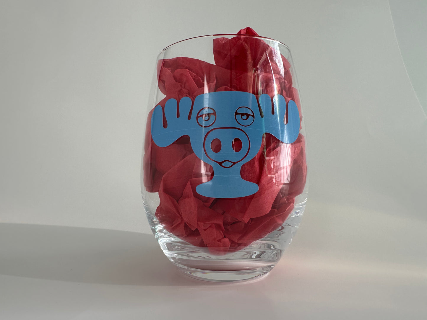 Christmas Moose Stemless Wine Glass